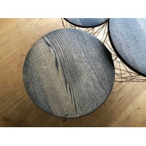 Eiche, runde Tischplatte, verleimt, Maße auf Anfrage, Stärke 3 cm mit Fase, schwarz geölt, Ø50cm